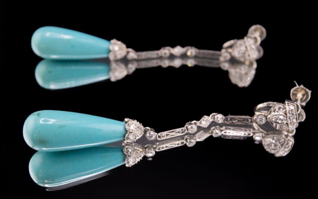 Turquoise Diamond Edwardian Earrings
