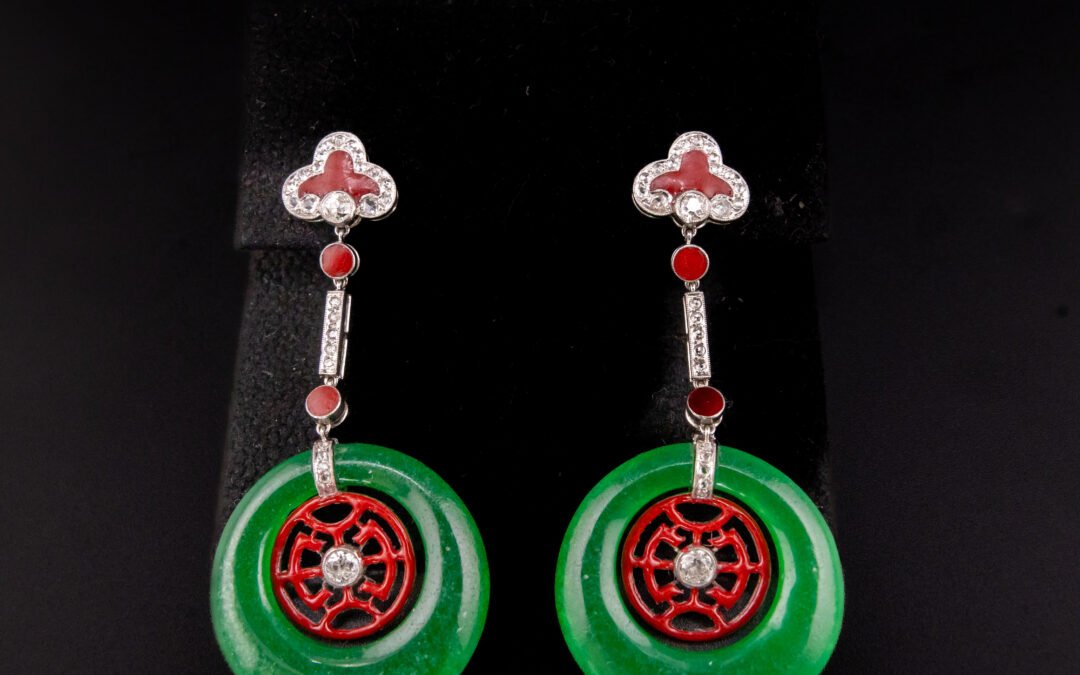 Jade Diamond Enamel Earrings